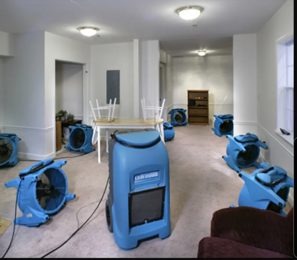 Air movers and dehumidifier setup for Water Extraction & Removal in Grass Lake