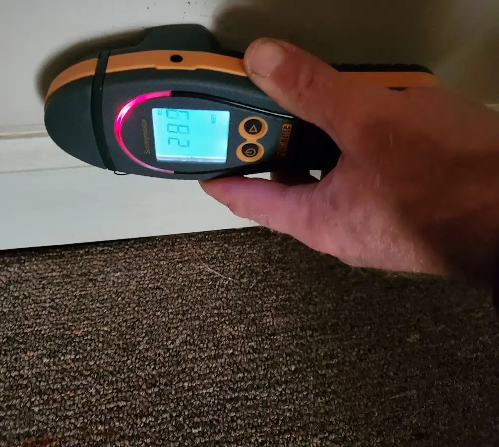 Moisture detection at baseboard during Sewage Cleanup & Sanitation in Grass Lake